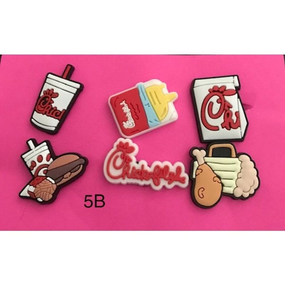 Charms/Shoe Charms,  backpack, purse Cute Fast Foodie Chicken Lovers 6 Pcs/5B